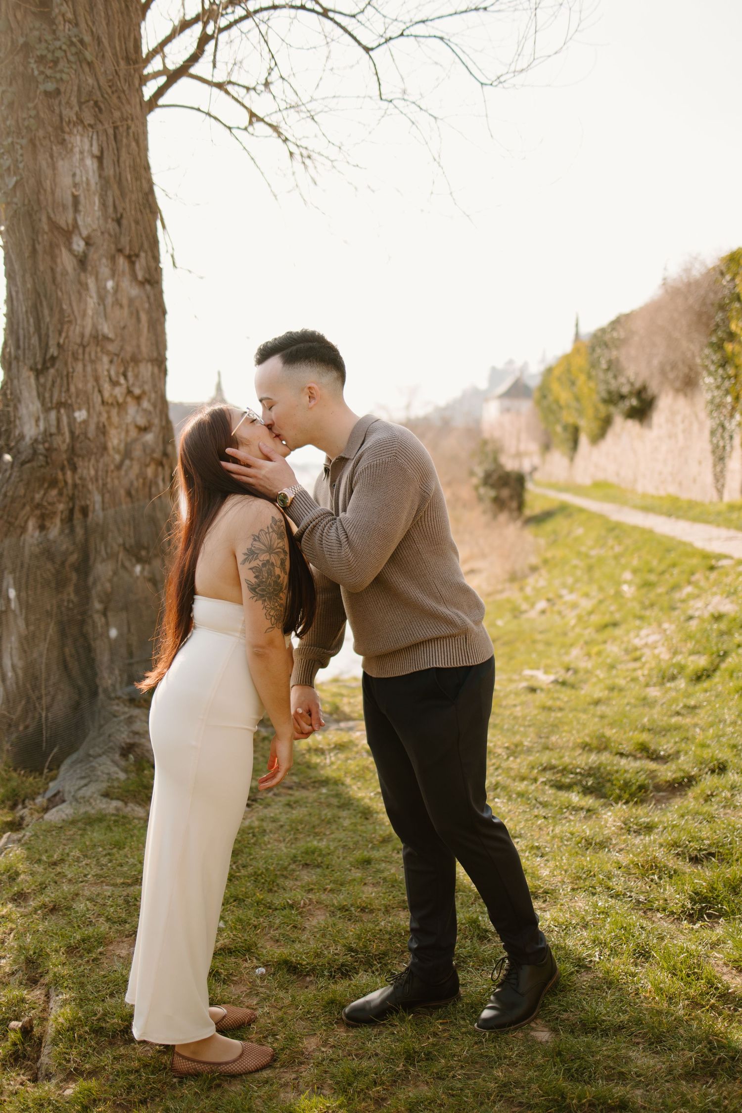 Heidelberg Proposal Photography, Couple in front of Heidelberg Castle during Proposal, Engagement at Nectar River,  Spring Proposal