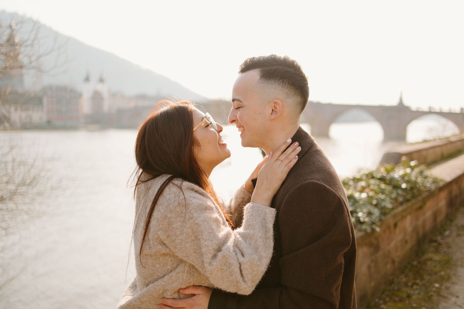 Heidelberg Proposal Photography, Couple in front of Heidelberg Castle during Proposal, Engagement at Nectar River,  Spring Proposal