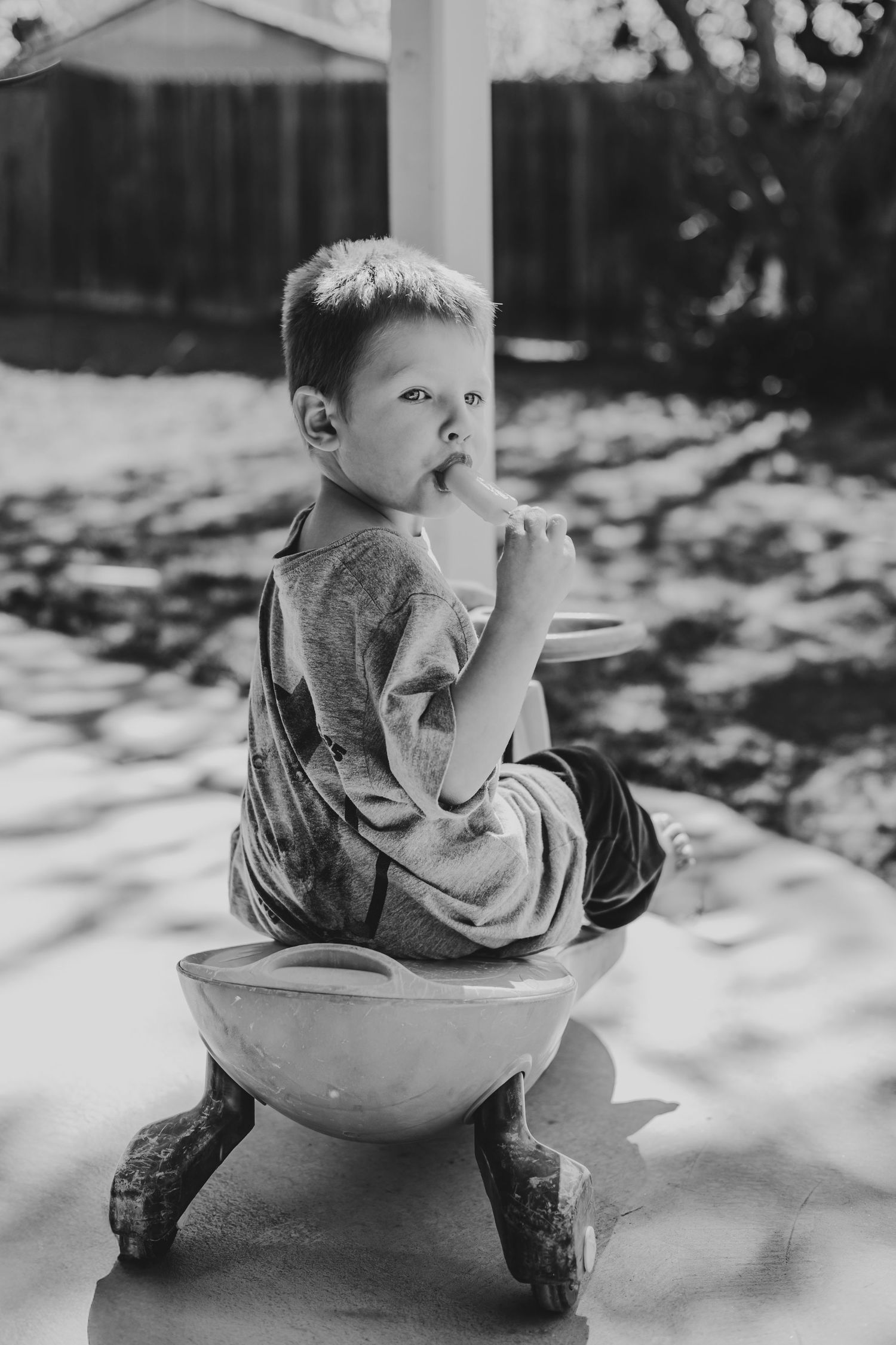 Little boy riding his scooter and eating a popsicle — the real moments I live for| Westminster Colorado Photographer