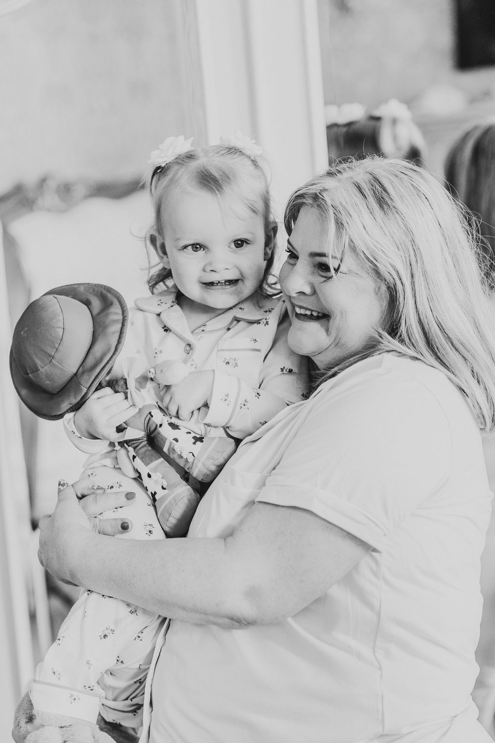 Family moment during bridal preparations at Parc Le Breos in Gower, West Wales