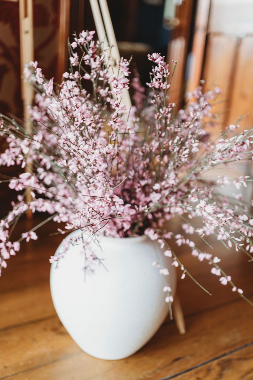Wedding floral details inside Parc Le Breos in Gower, West Wales