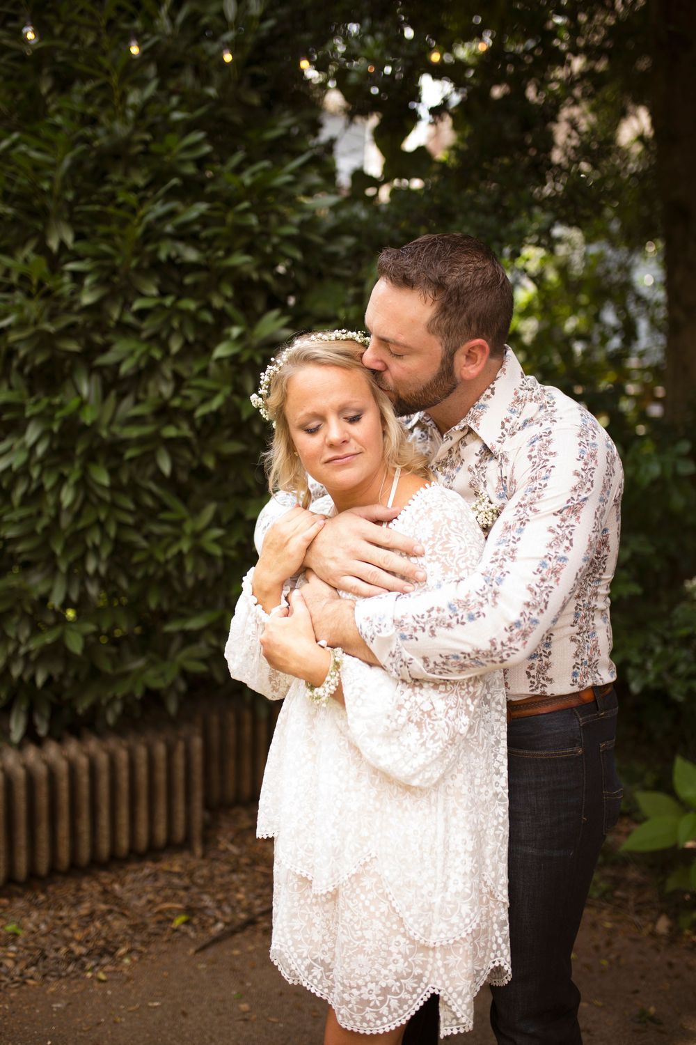 Emotional outdoor family moment captured in a sequence of four connected photographs showing tender embraces.