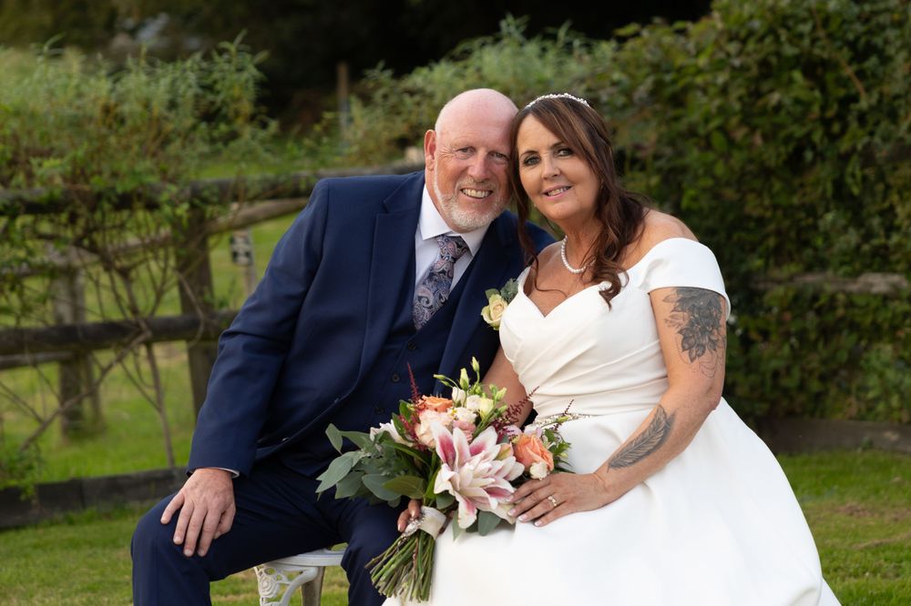 Wedding couple portrait in garden of Blackstock country estate