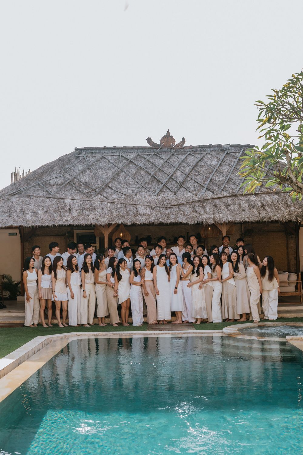 Group photoshoot in Seminyak Bali at Villa Vienna with modern villa setting