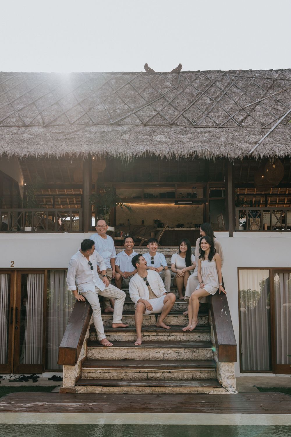 Group photoshoot in Seminyak Bali at Villa Vienna with modern villa setting