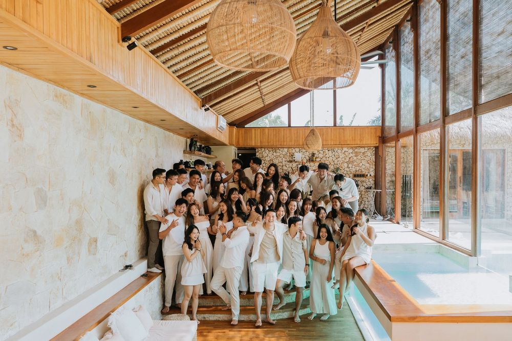 Group photoshoot in Seminyak Bali at Villa Vienna with modern villa setting
