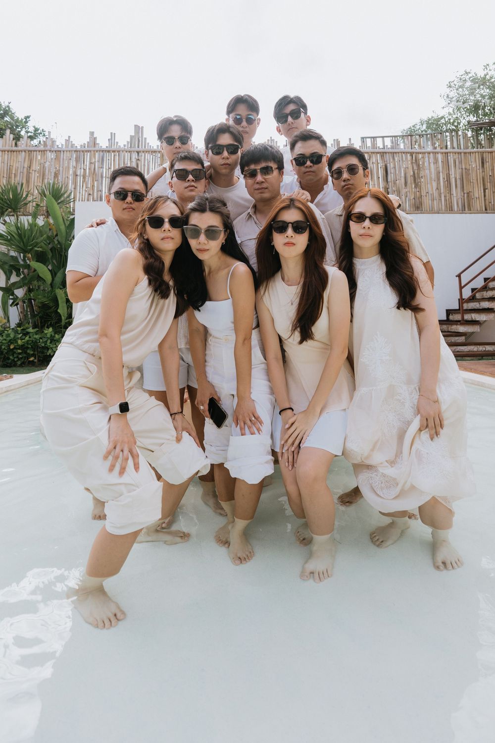 Group photoshoot in Seminyak Bali at Villa Vienna with modern villa setting