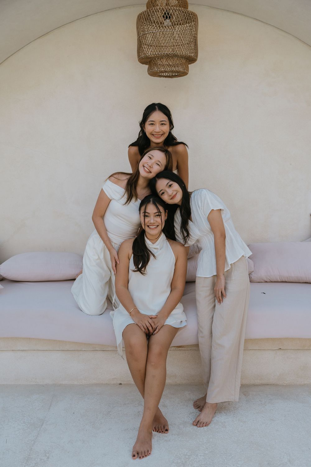 Group photoshoot in Seminyak Bali at Villa Vienna with modern villa setting