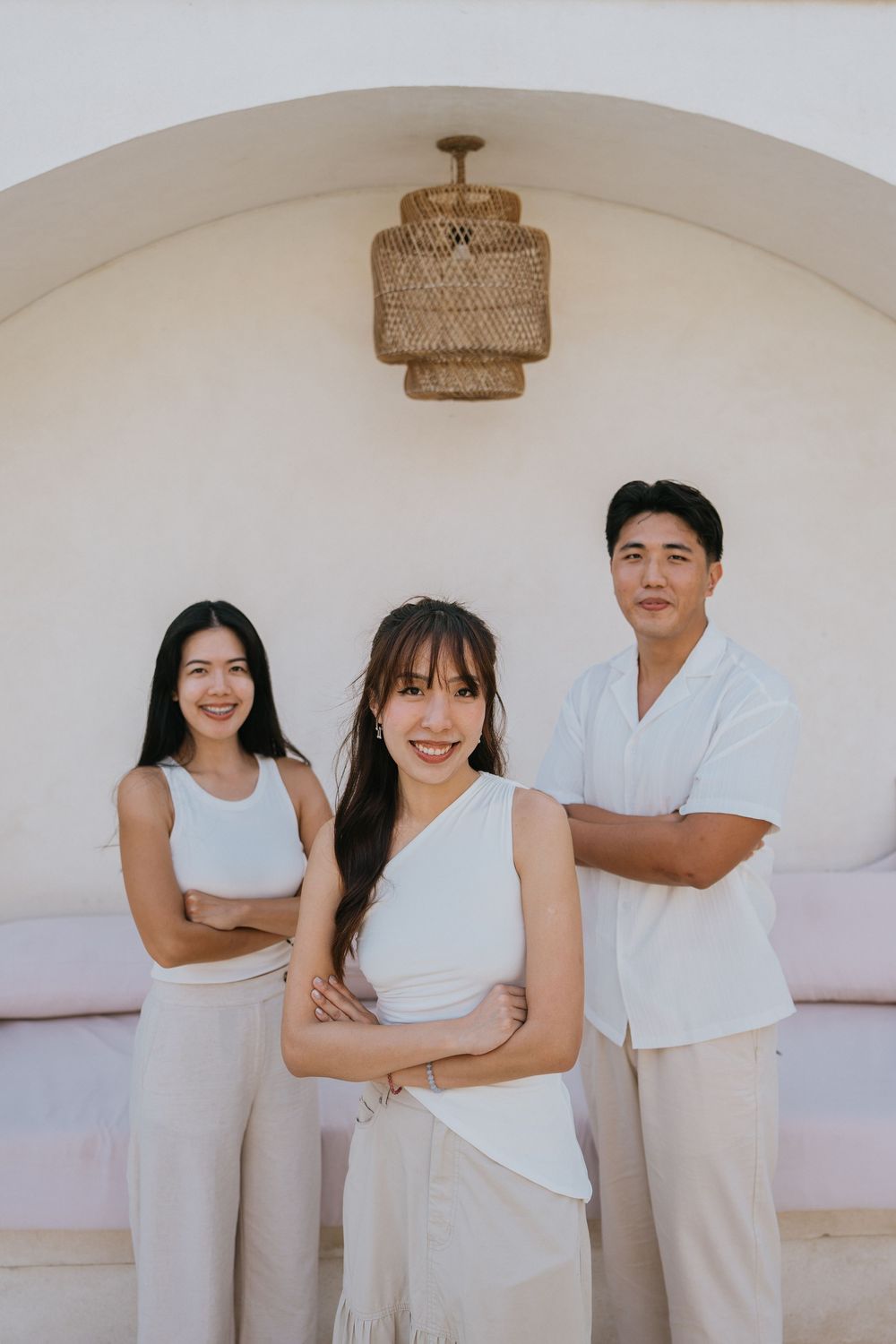 Group photoshoot in Seminyak Bali at Villa Vienna with modern villa setting