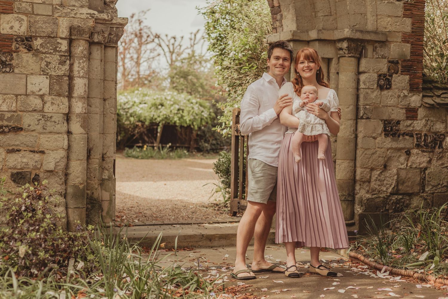 family with baby outdoors