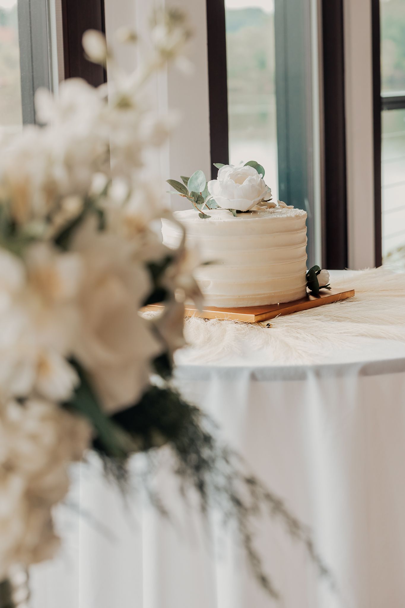 wedding cake and flowers
