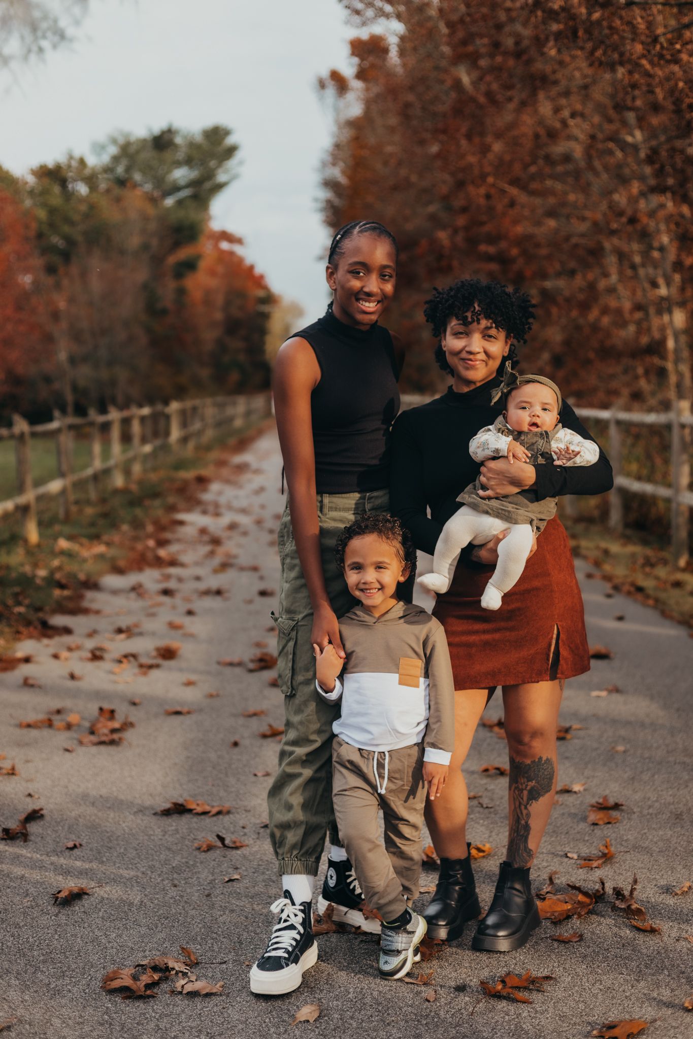 fall family photo at a park in rhode island