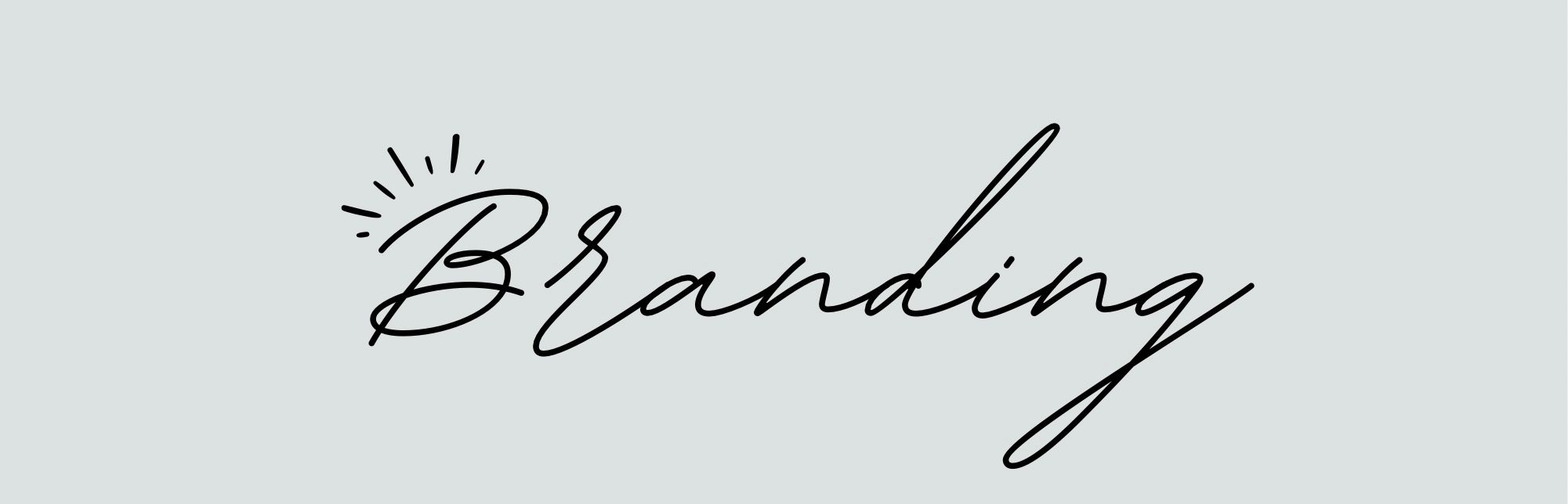 Hand-drawn decorative text reading 'Branding' with a small sun-like flourish above in elegant script style.