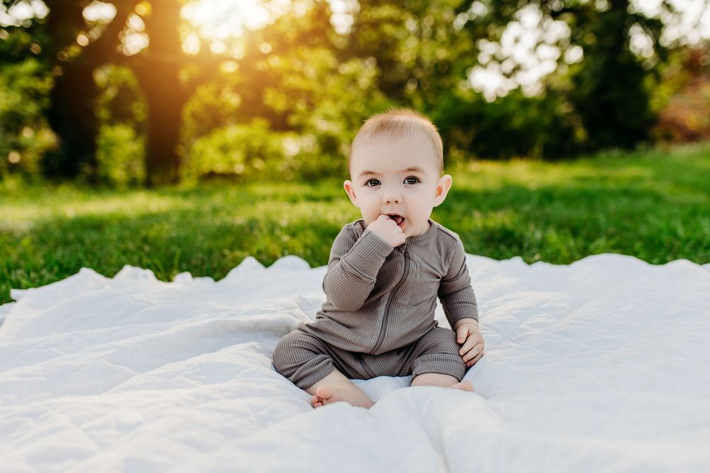 Handsome Baby Smiling | 6 Month Milestone Photos | Bailey's Photography