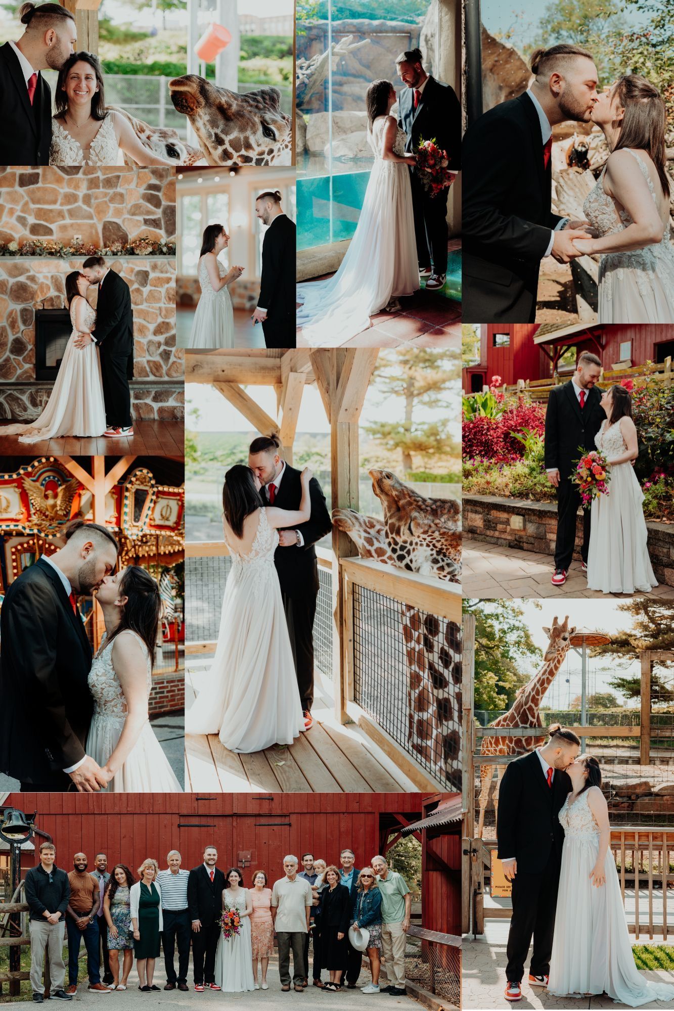 Romantic wedding ceremony and reception moments captured at a rustic stone venue with wooden deck overlooking scenic views.