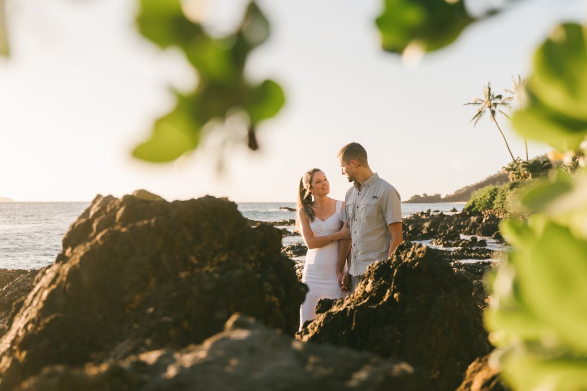 Wedding anniversary couple sunset photo at Wailea Maui