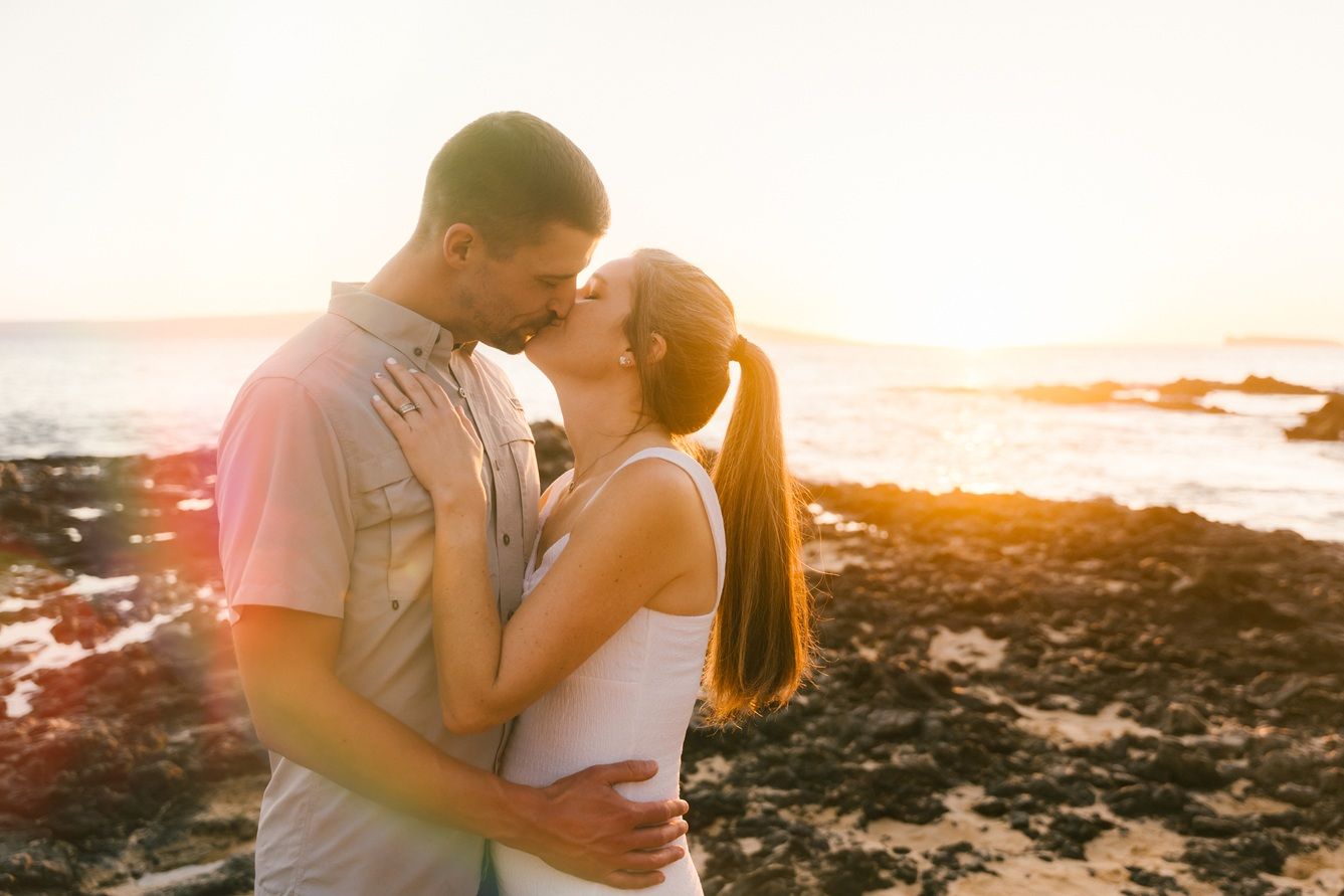 Wedding anniversary couple sunset photo at Wailea Maui