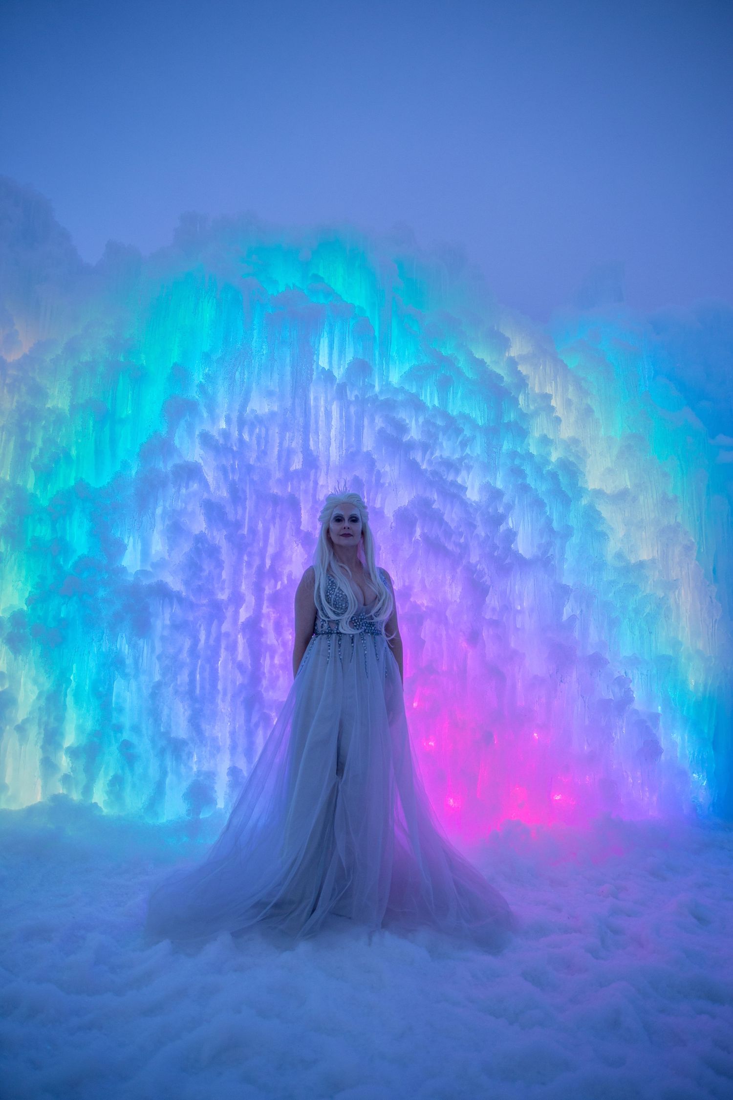 Snow queen in Ice Castles Midway Utah