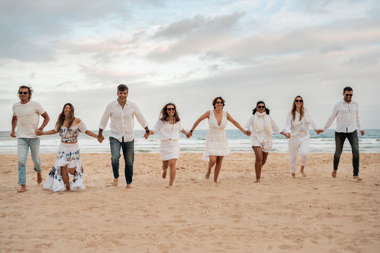fun group of friends photoshoot in Manly Beach by a professional photographer in Sydney