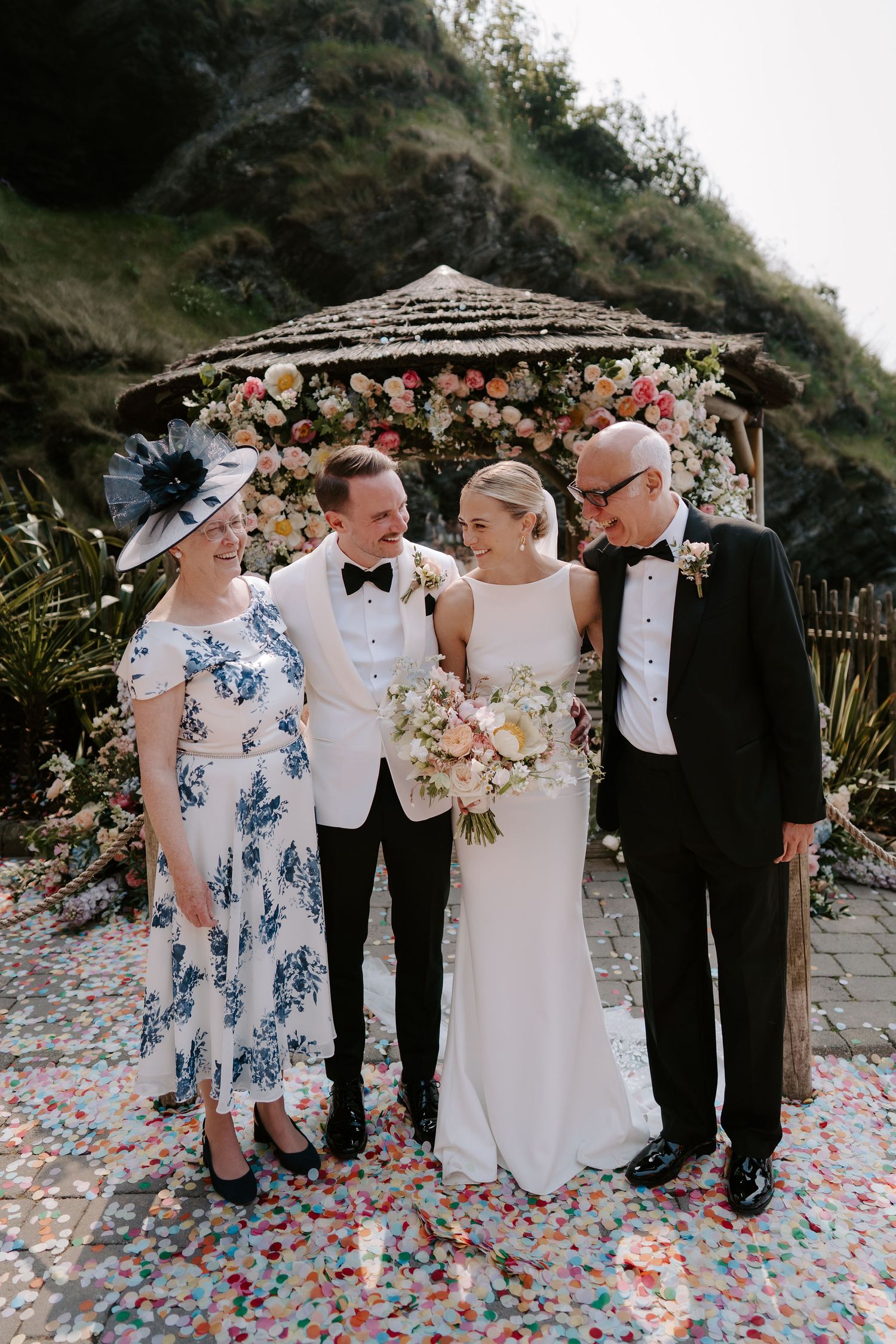 Family portraits at Tunnels Beach Wedding Venue in North Devon