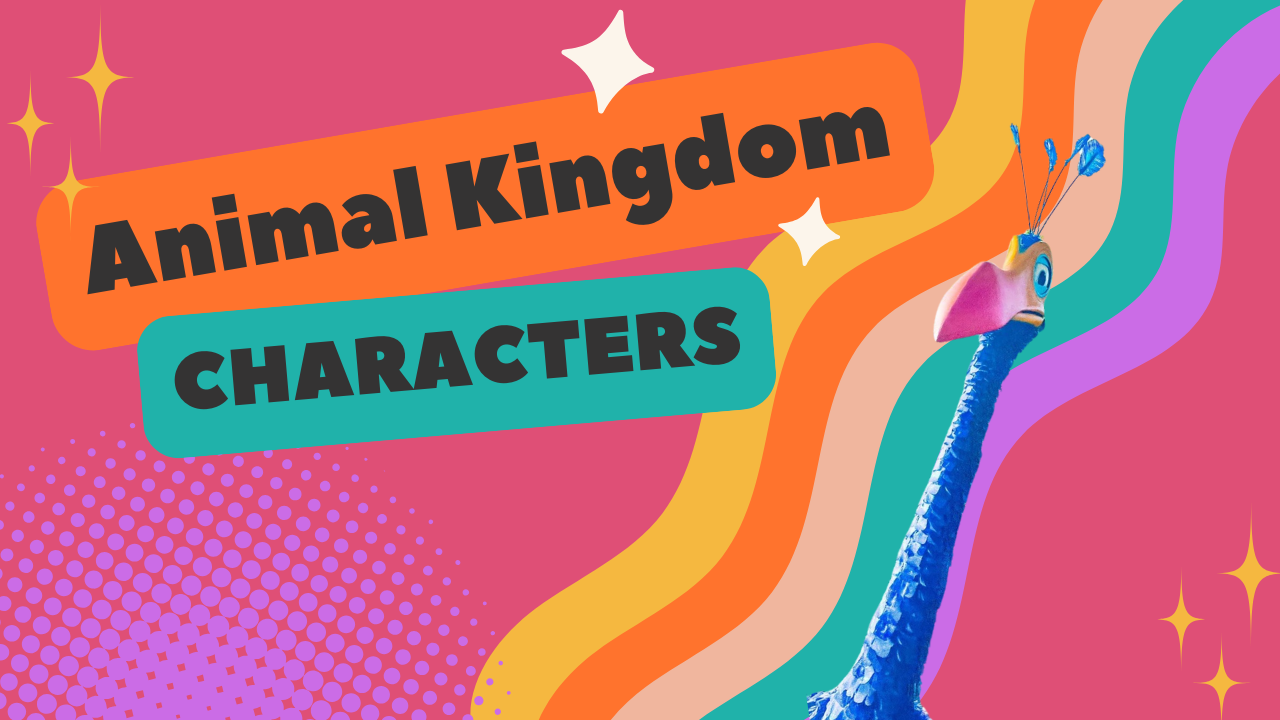 Retro-style park attraction header design with wavy patterns and stars.