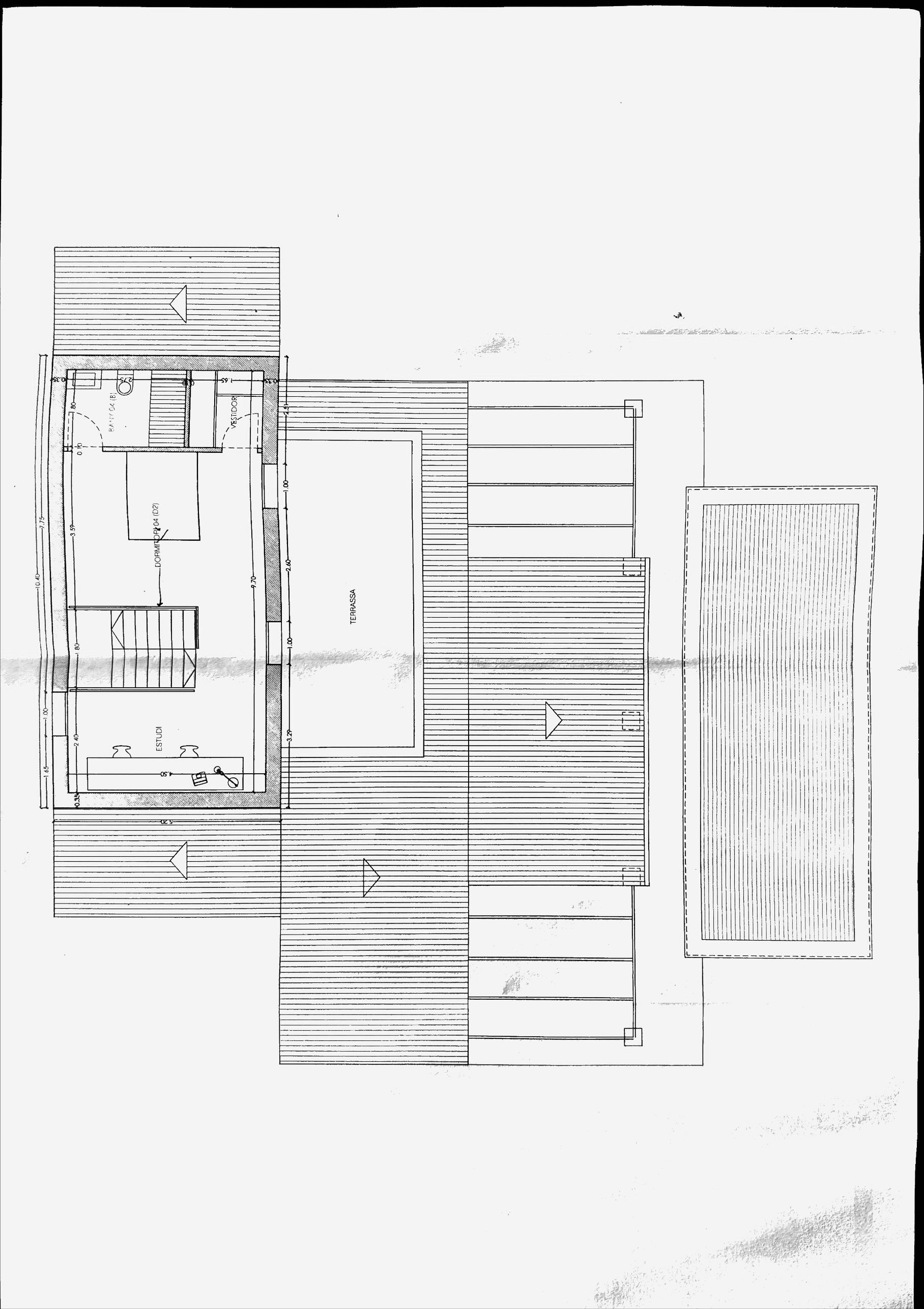Architectural floor plan sketches showing multiple views of a modern building layout with geometric shapes and lines.