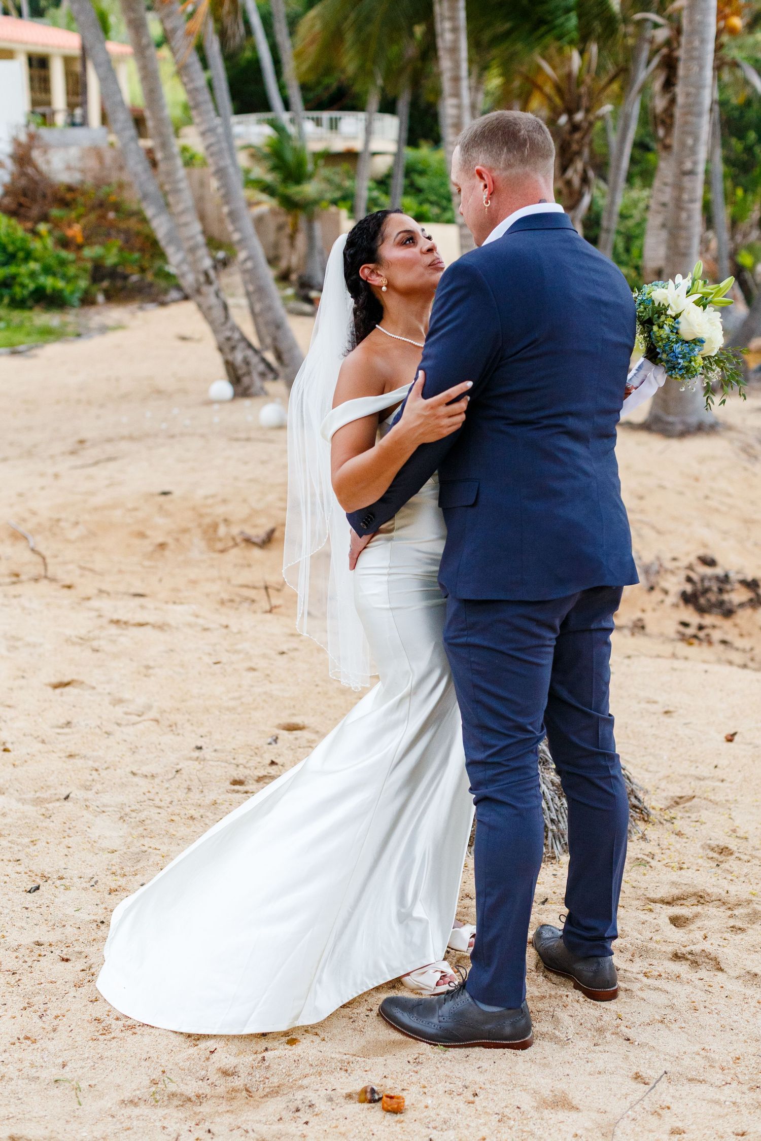 Bride and groom portrait. Intimate beach wedding in Palmas del Mar, Puerto Rico.