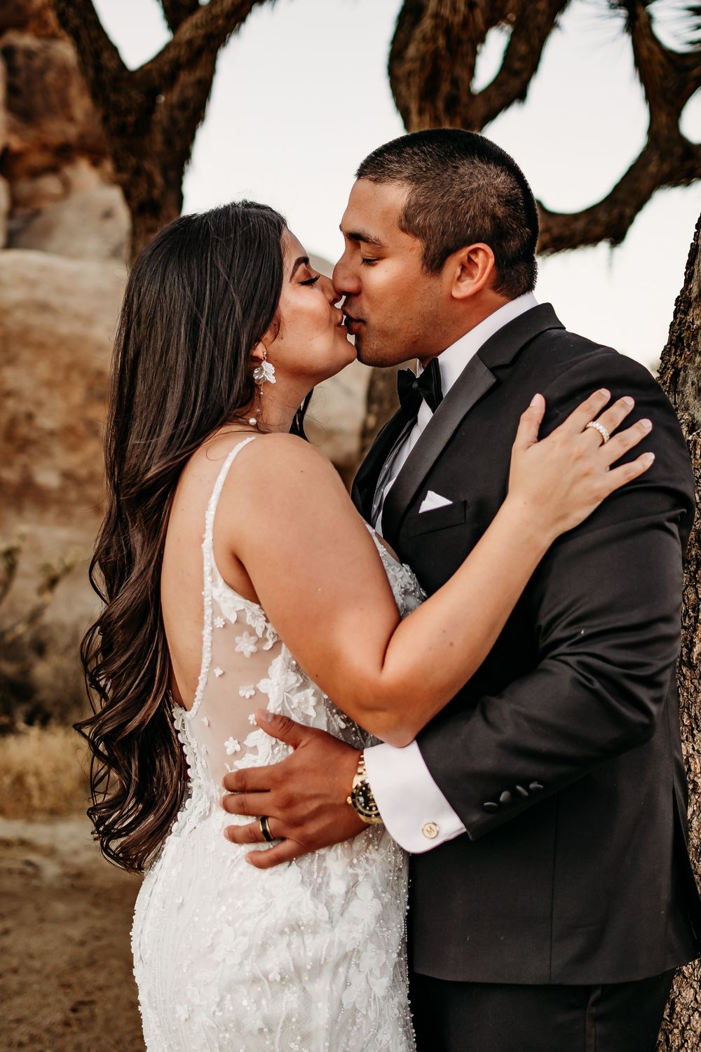 Close-up wedding photography sequence capturing romantic moments between bride and groom.