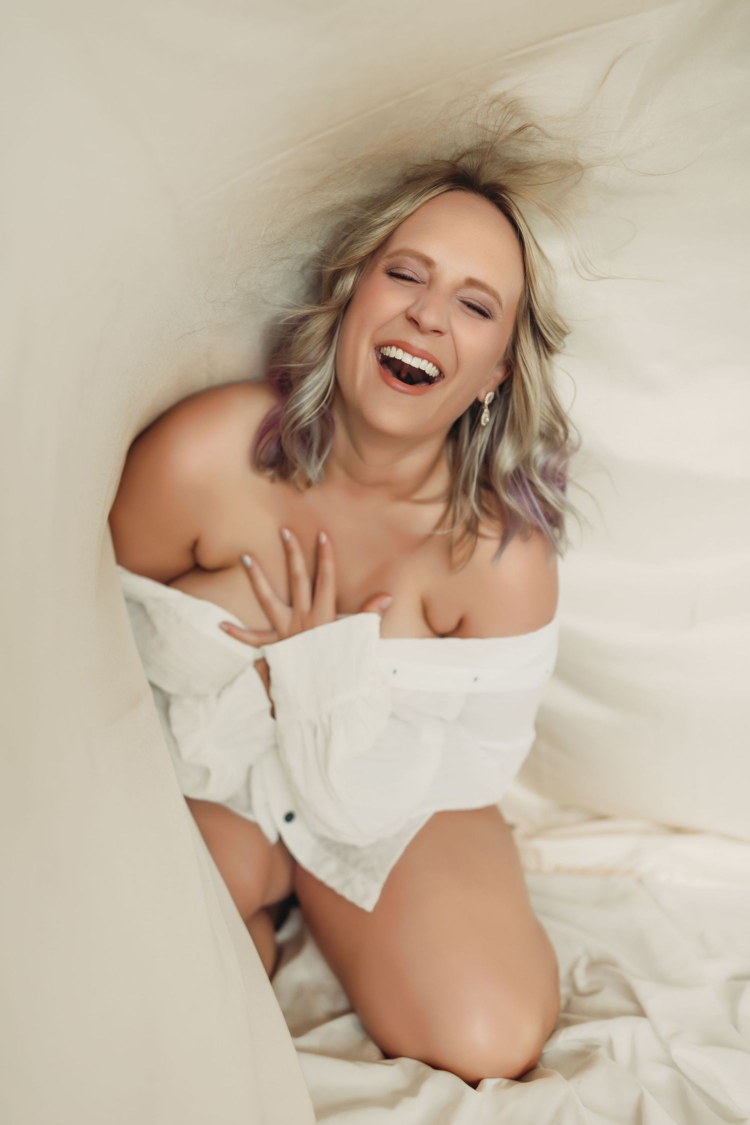 Studio boudoir photography, natural and unposed