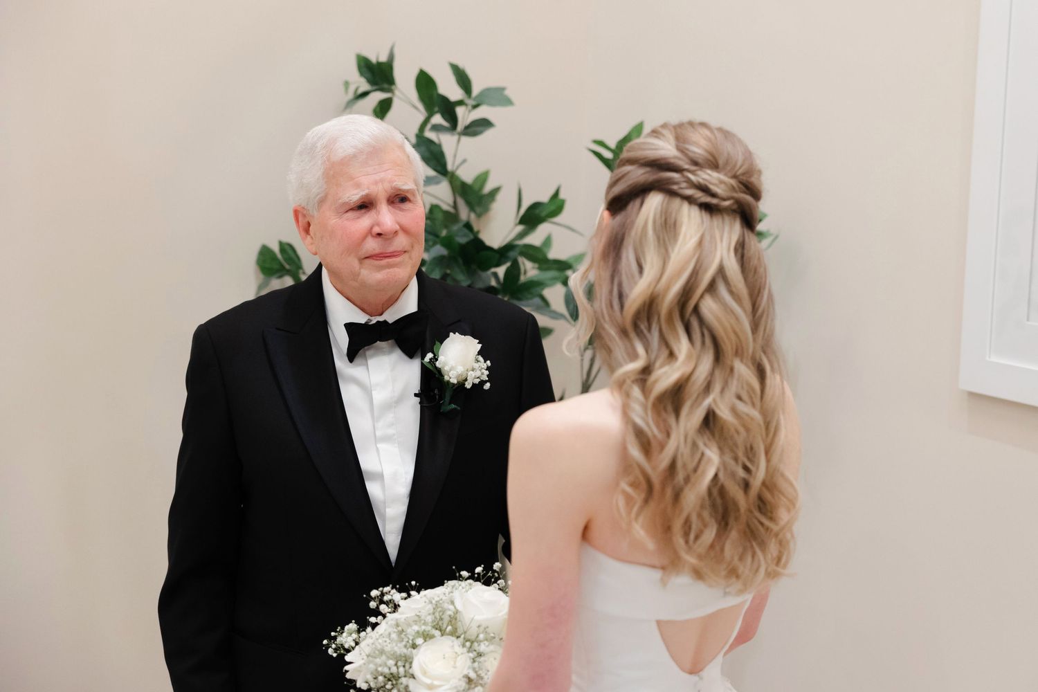 Father and bride first look at BallenIsles Country Club in Palm Beach during a wedding photographed by Ohio photographer Tom Forrest.