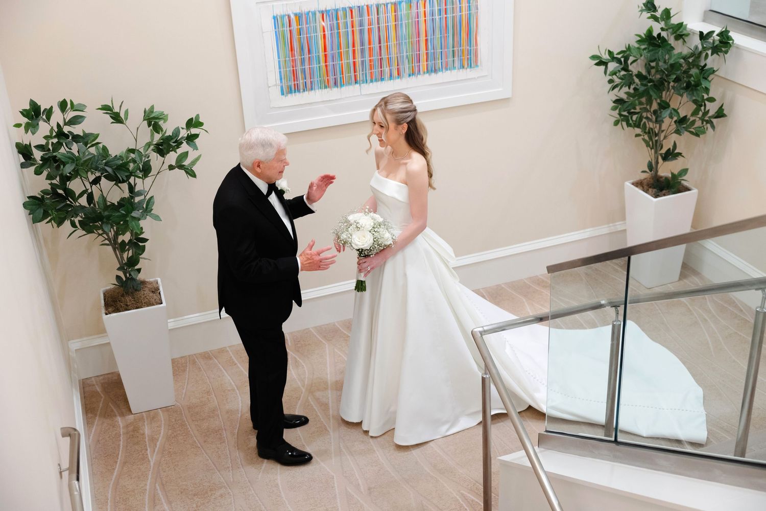 Father and bride first look at BallenIsles Country Club in Palm Beach during a wedding photographed by Ohio photographer Tom Forrest.