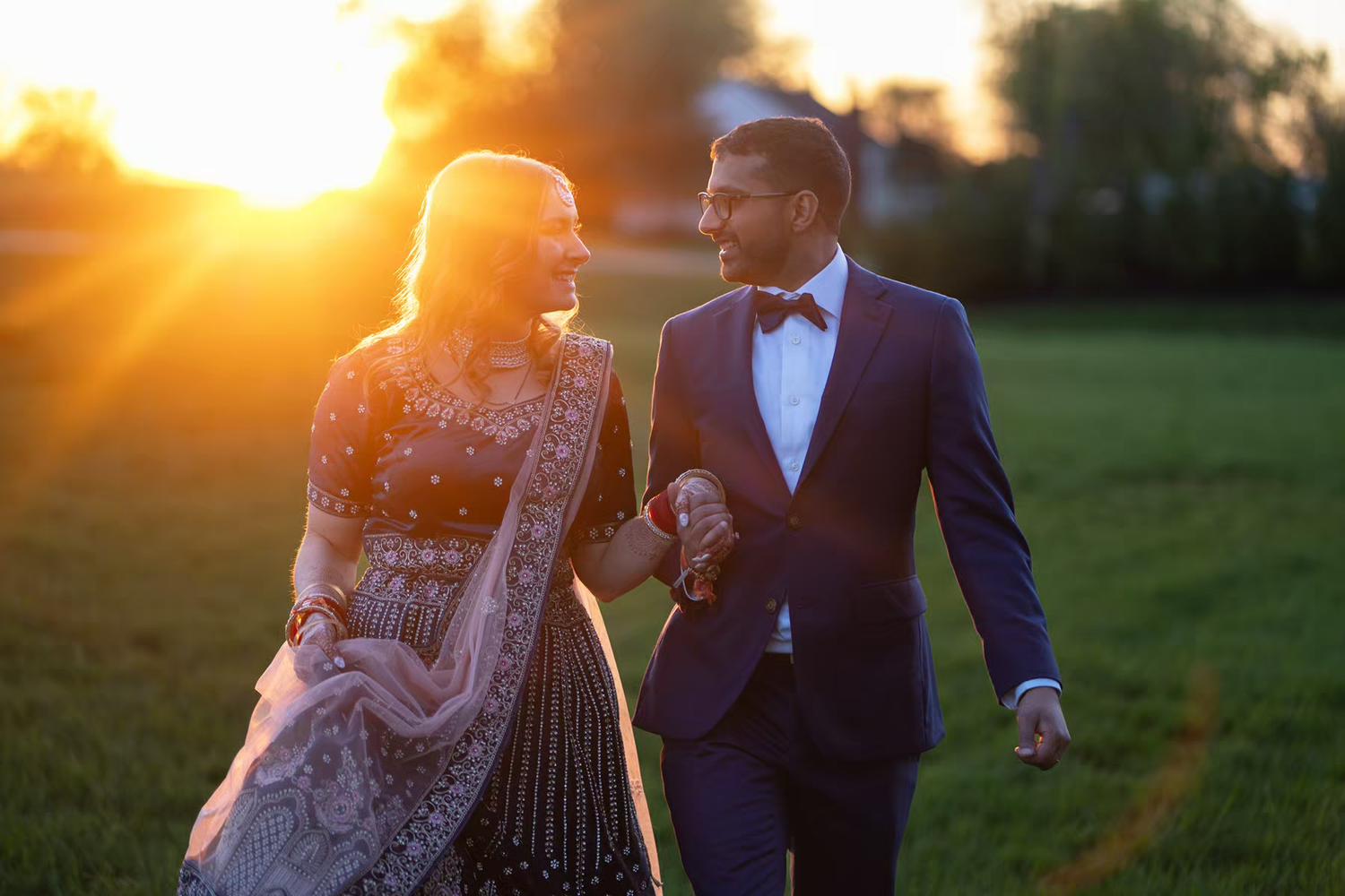 newlywed take a portrait at white willow meadows venue