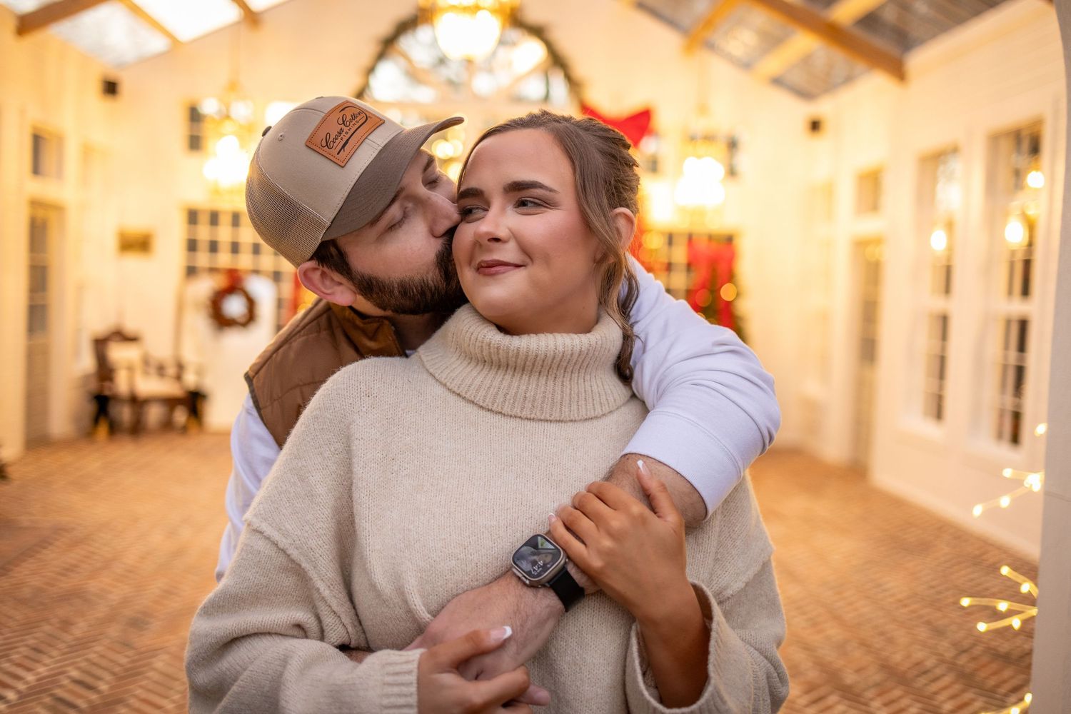 Couple sharing loving moment during their photoshoot