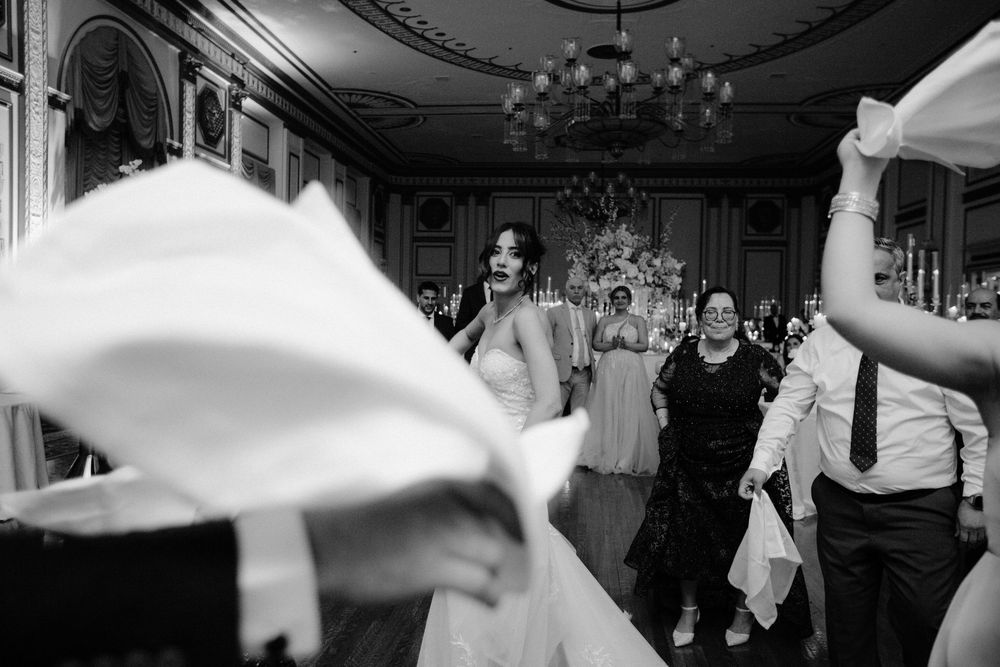 Black and white photos show couples dancing at what appears to be a vintage ballroom dance event.