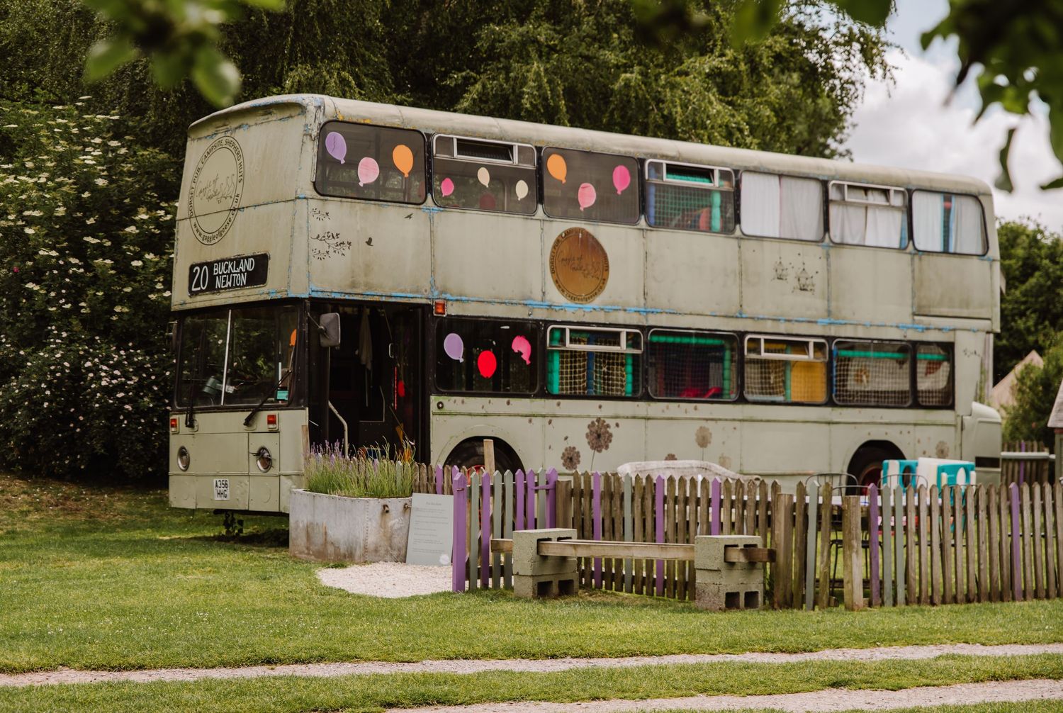 Play bus at the Gaggle of Geese outdoor tipi wedding venue near Dorchester. Relaxed Dorset Wedding photographer