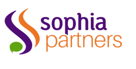 corporate logo for Sophia Partners in purple and orange colors.