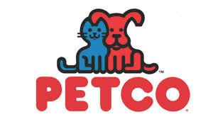 Petco company logo featuring a stylized blue cat and red dog sitting together above red text.