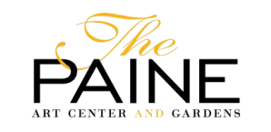 A decorative gold text logo design for The Paine Art Center and Gardens appears on a white background.