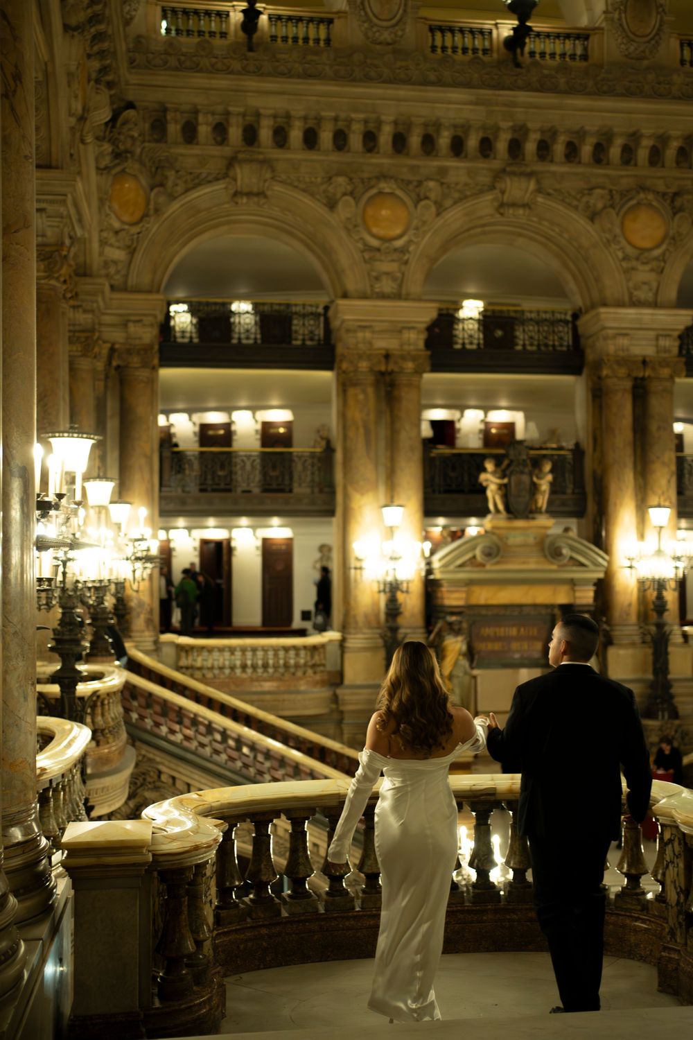 Palais Garnier royale Paris opera house backdrop for Paris engagement photos, film photographer in Paris.