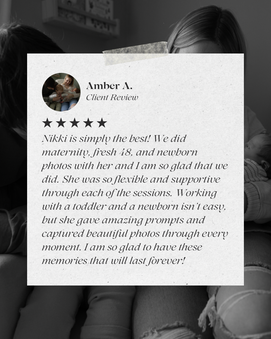 real reviews from newborn and family photography client with Nicole Byers photography