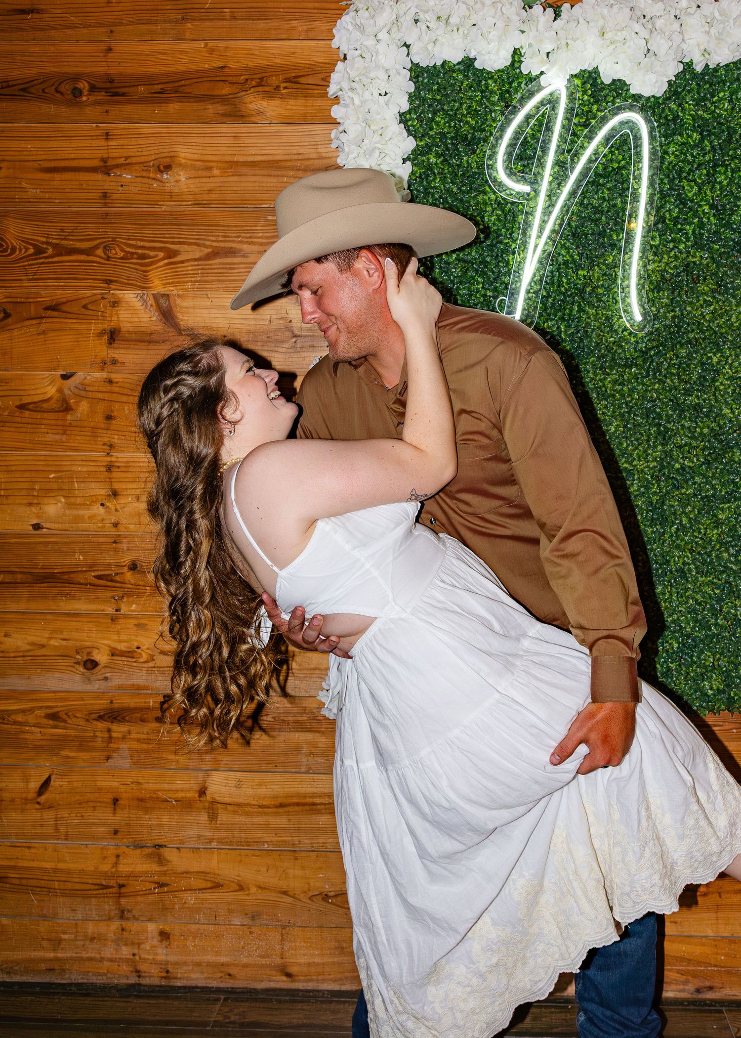 married couple at their wedding reception at 201 mesquite event center abilene texas