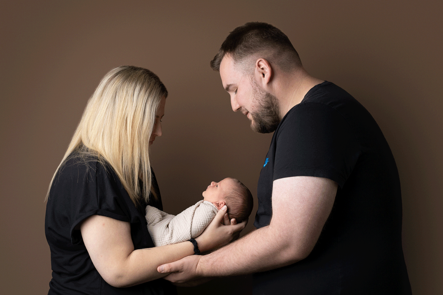 Family portrait including mum, dad and baby during a newborn session with Ceris Hicks Photography