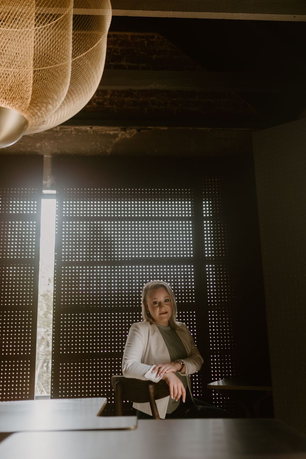 lady at a table