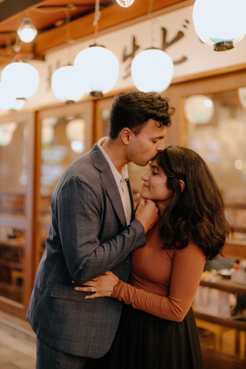 Evening and night lights couple engagement photography Shinjuku Tokyo