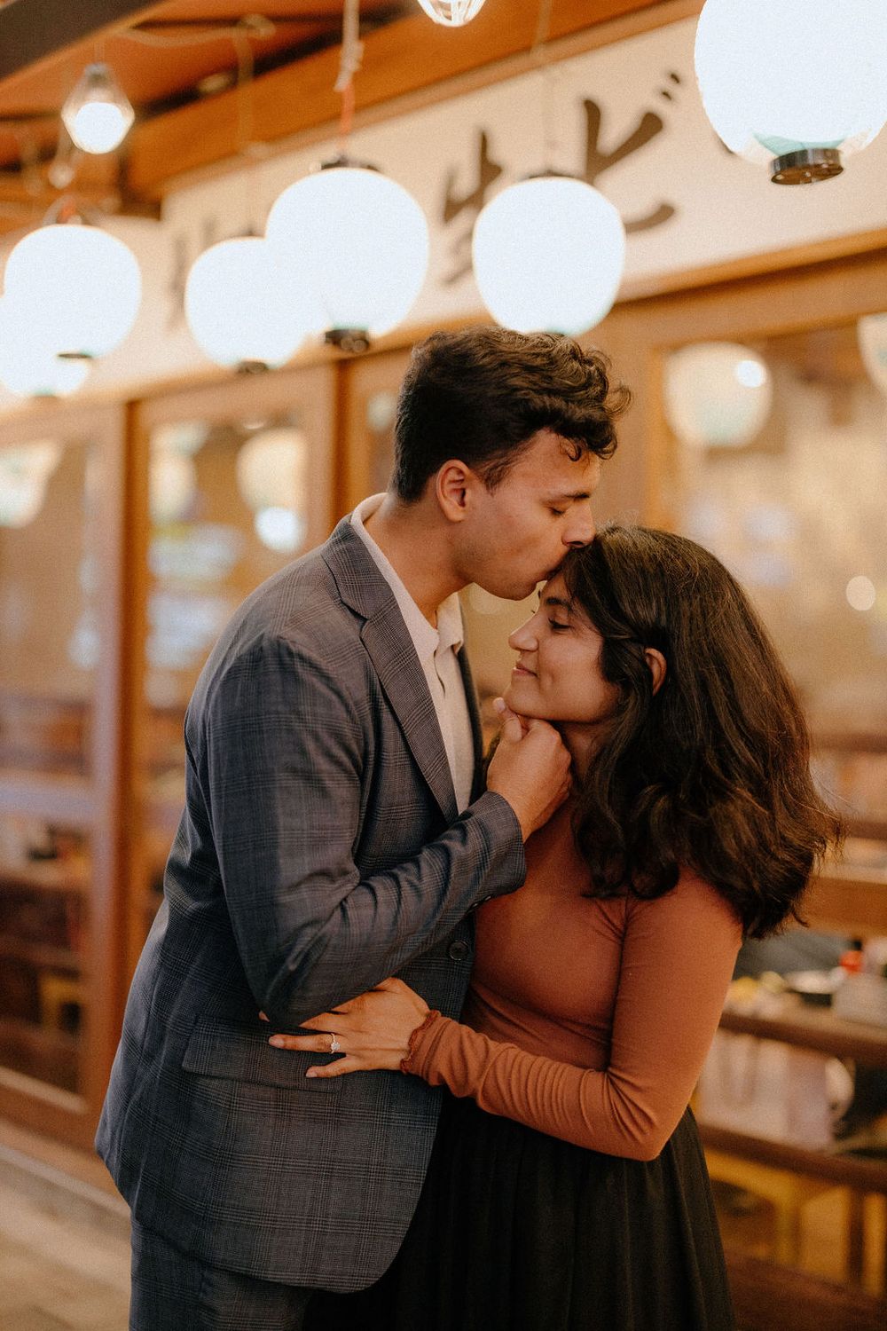 Evening and night lights couple engagement photography Shinjuku Tokyo