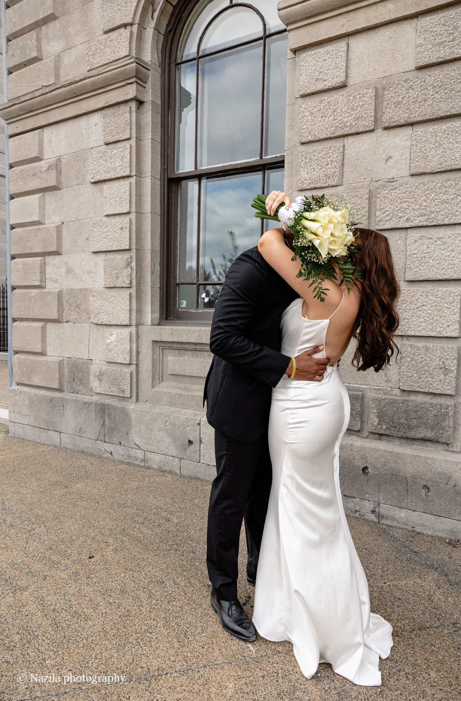 Bride and groom portrait in Old Port Montreal — Montreal wedding photographer