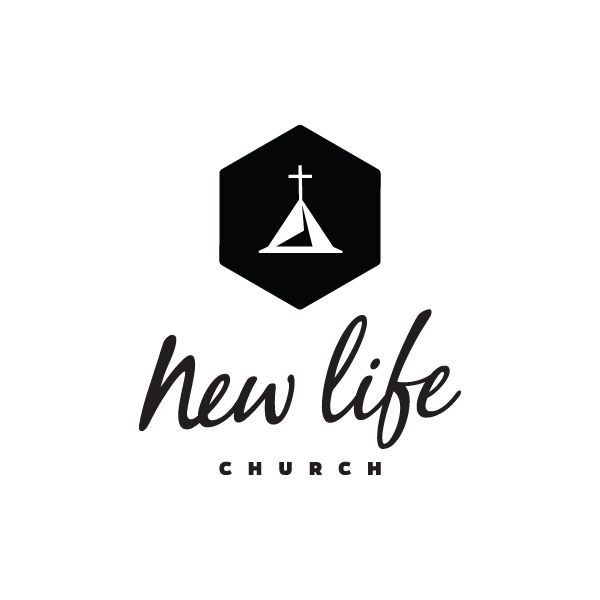 Black and white church logo featuring minimalist chapel icon and script typography.