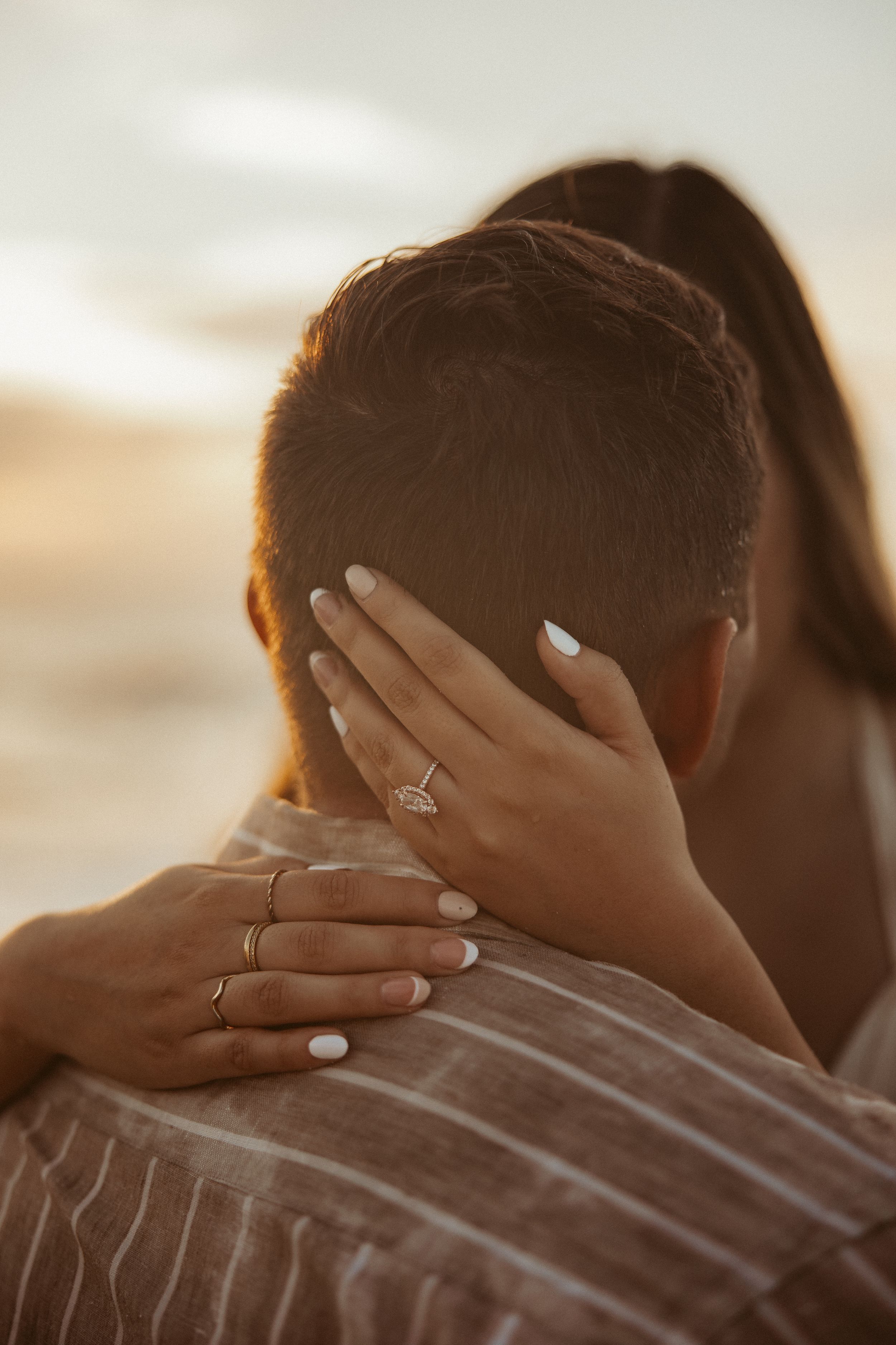 beach couples engagement photo, sunrise
