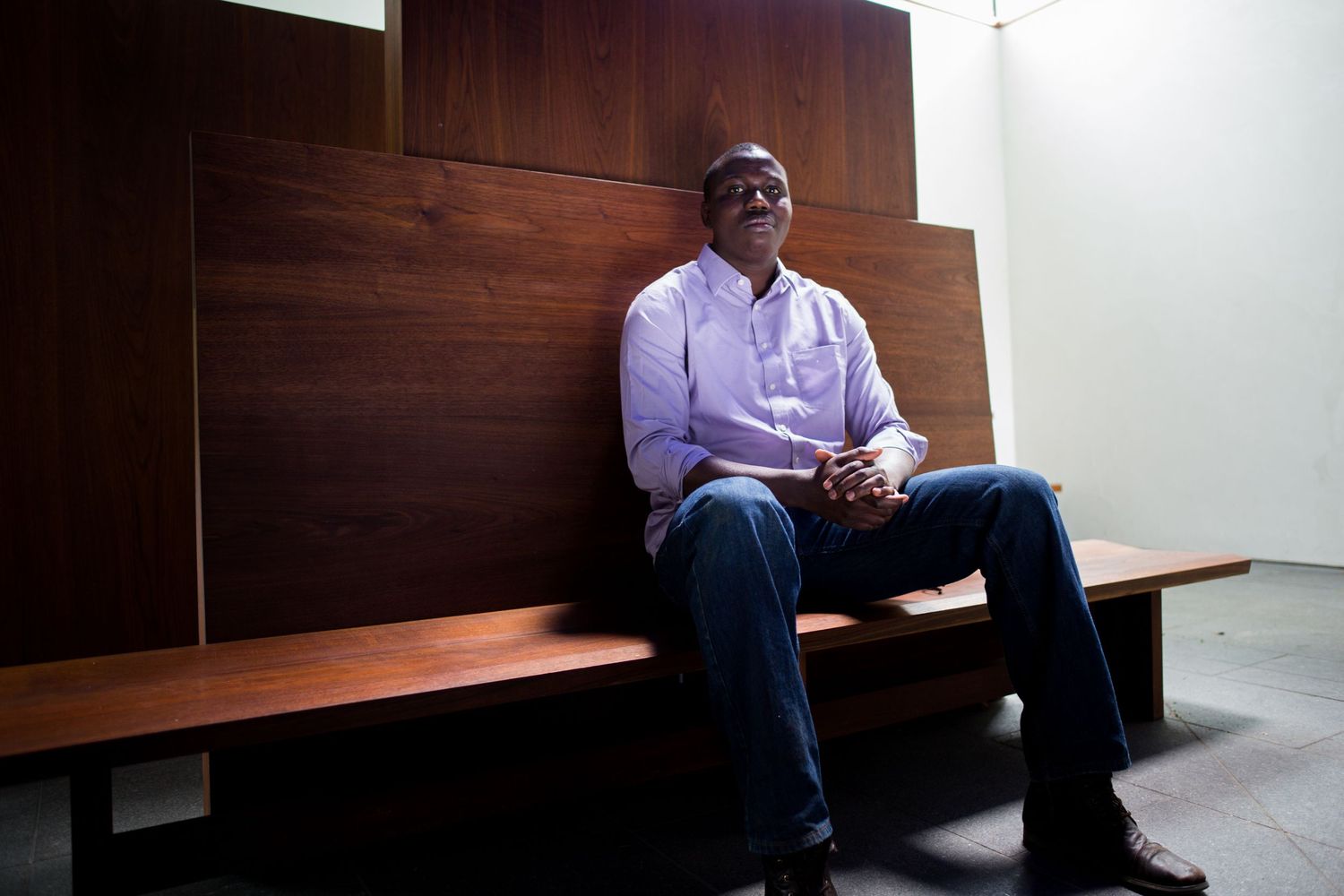 Portrait of African Leadership Academy alum photographed in the Lens Building at Bennington’s Center for the Advancement of Public Action