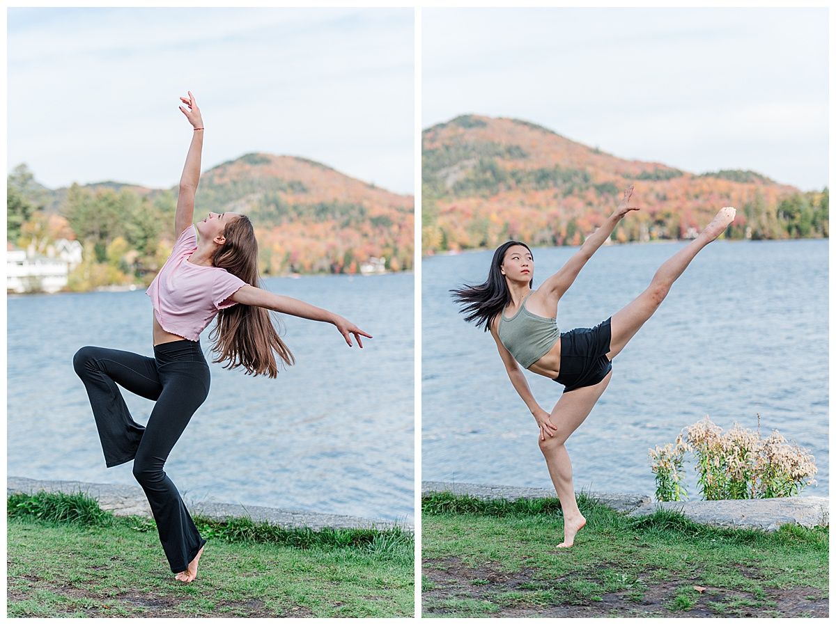 Portrait of rhythmic gymnast dancers with hair down